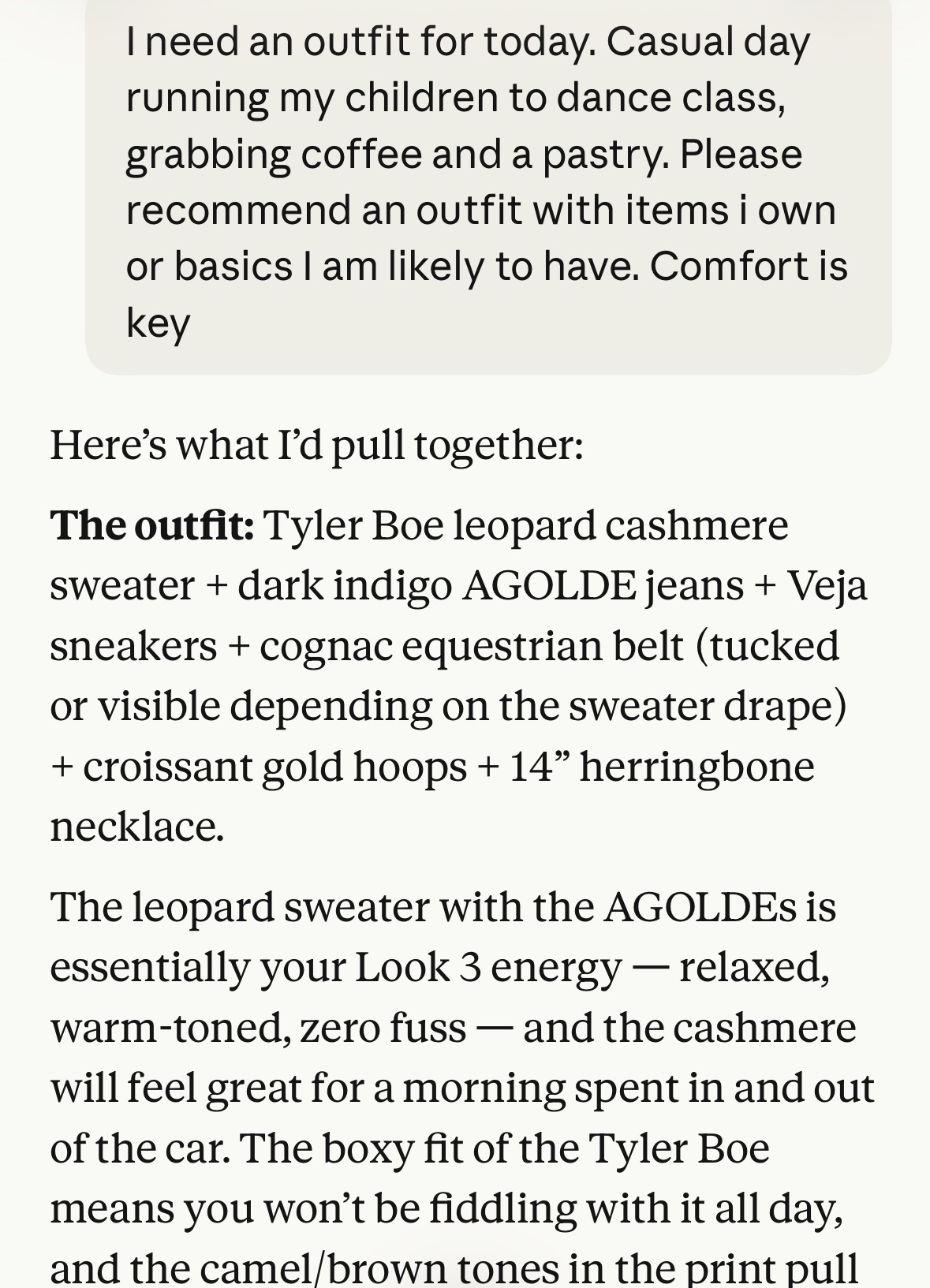 Nomi builds outfit from owned pieces